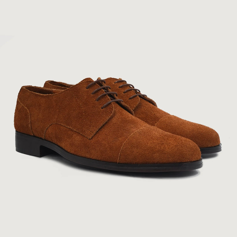 Attorney Derby Marron Suede Leather Shoes pour Homme