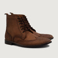 Duster Brogues Derby Oil Pull-up Marron Bottines en cuir pour Homme