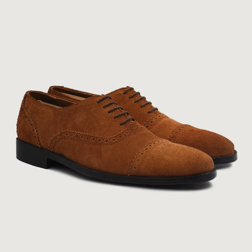 Grisson Brogues Oxford Marron Suede Leather Shoes pour Homme