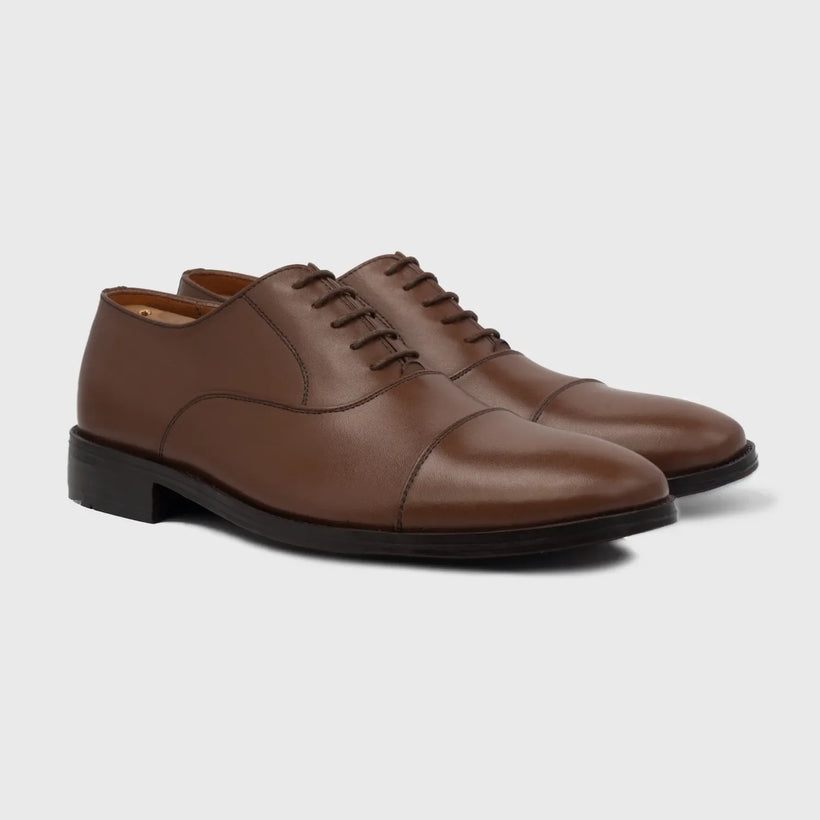 Professor Oxford Marron Leather Shoes pour Homme