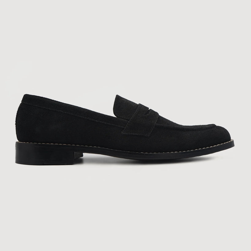 Baxton Noir Suede Leather Loafers pour Homme