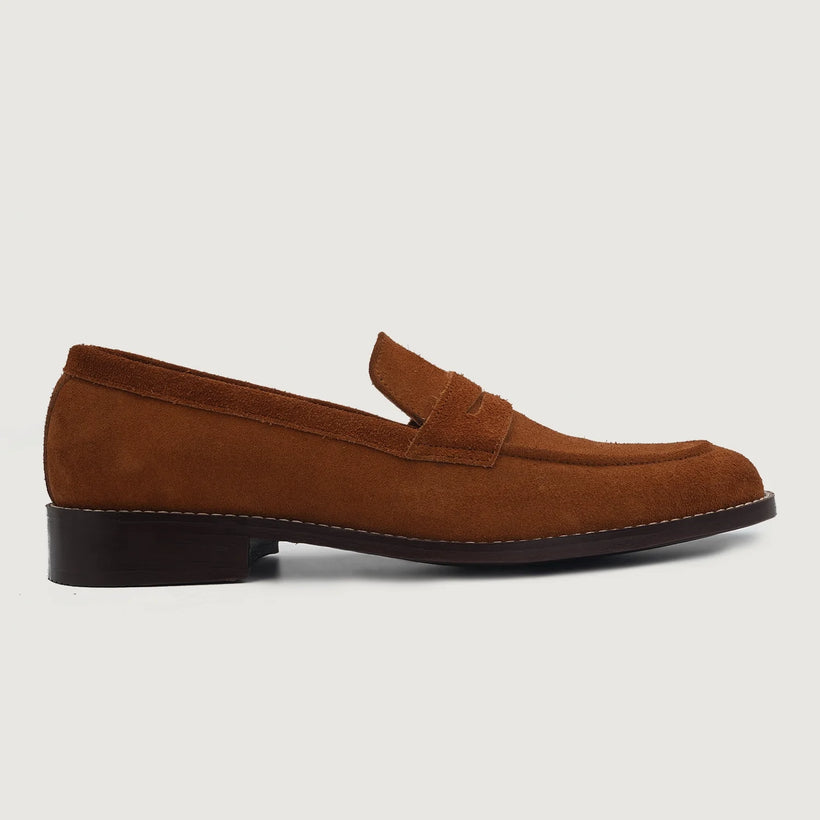 Baxton Marron Suede Leather Loafers pour Homme