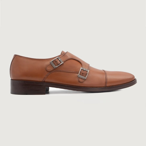 Tan Full-Grain leather Shoes - Goodyear Welt Construction & Front Toe Box Detail