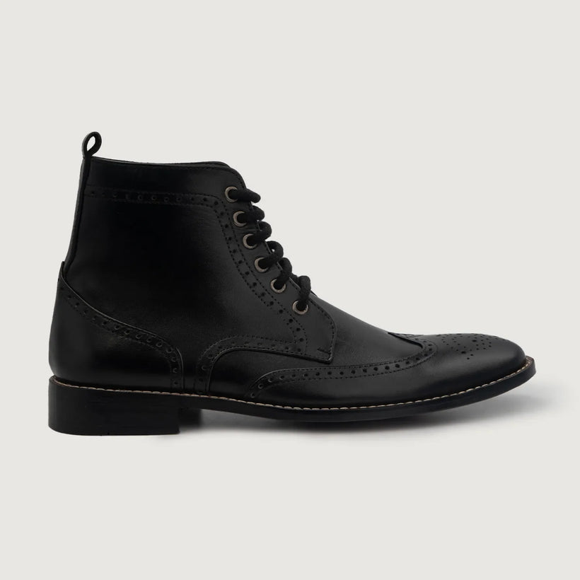 Duster Brogues Derby Noir Bottines en cuir pour Homme
