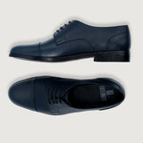 Attorney Derby Midnight Blue Leather Shoes For Men - Reinforced Heel Counter & Precision Double-Row Stitching Detail