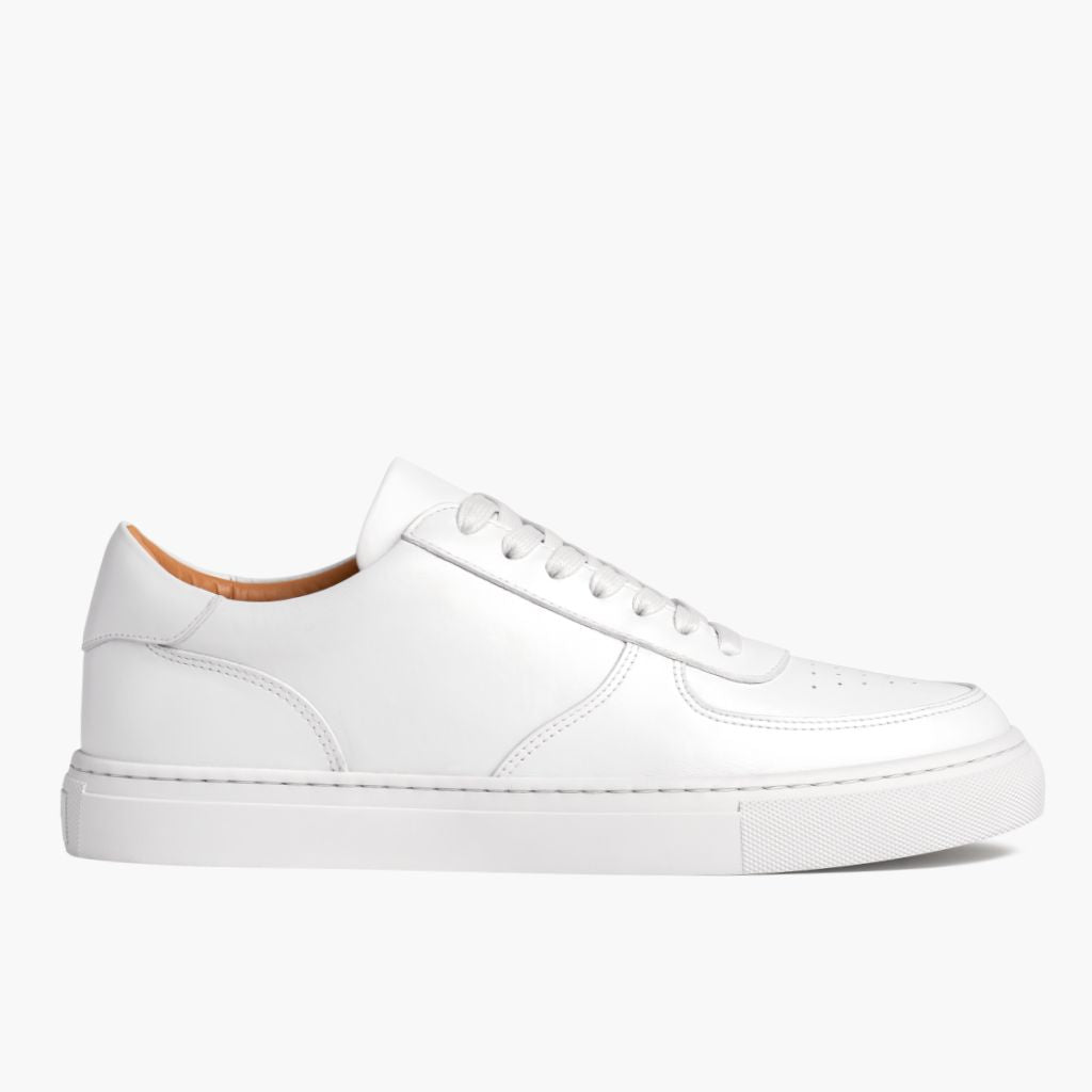 White Full-Grain leather Sneakers - Montage cousu Goodyear & détail de l'embout avant