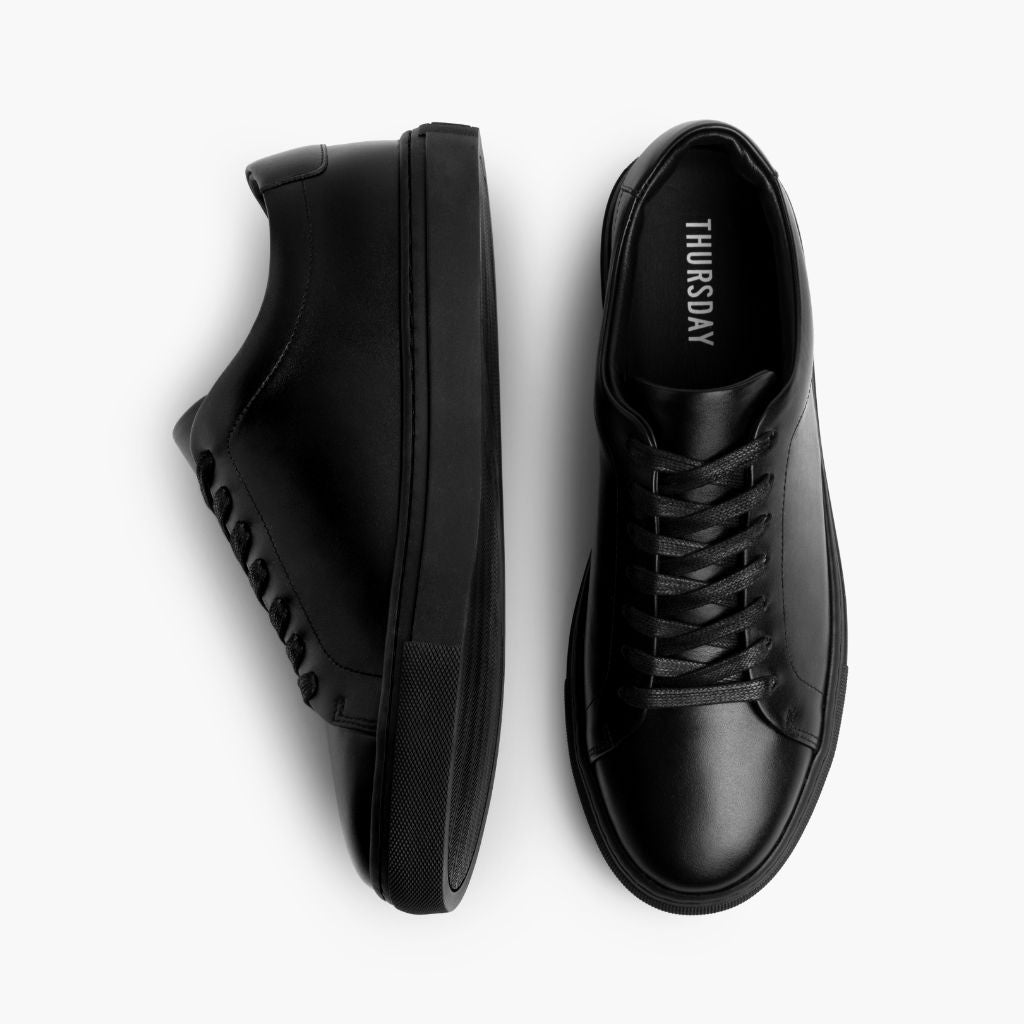 Encore Jet Black Leather Sneakers - Contrefort de talon renforcé & surpiqûres doubles de précision