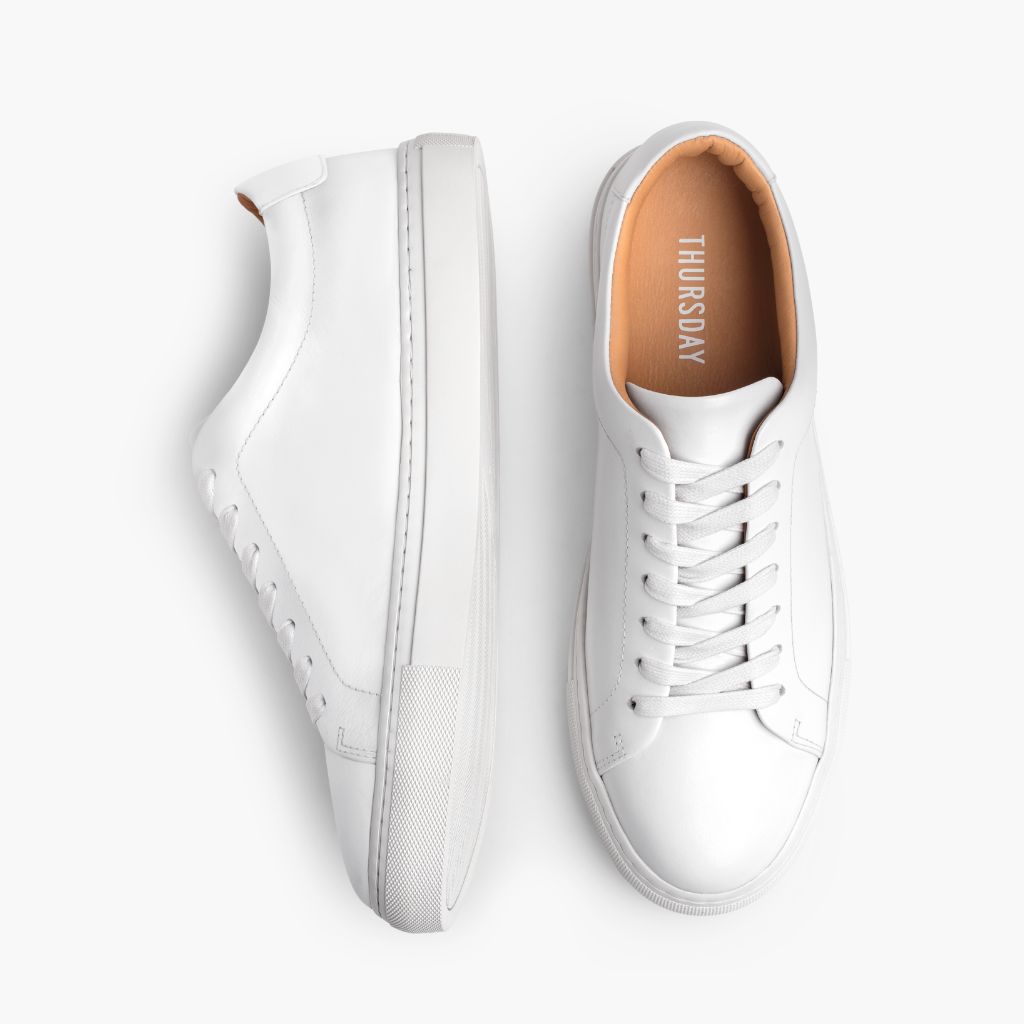 Encore White Leather Sneakers - Contrefort de talon renforcé & surpiqûres doubles de précision