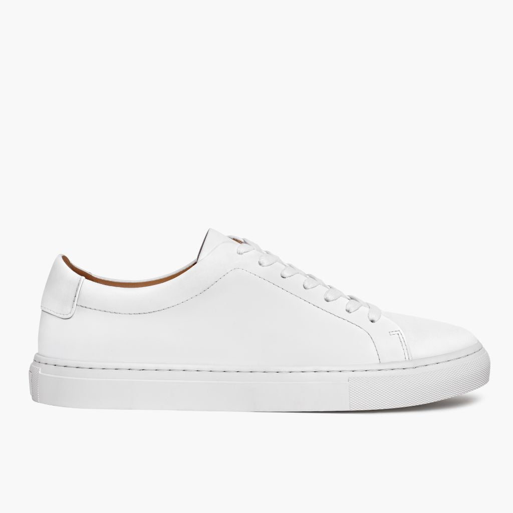 White Full-Grain leather Sneakers - Montage cousu Goodyear & détail de l'embout avant
