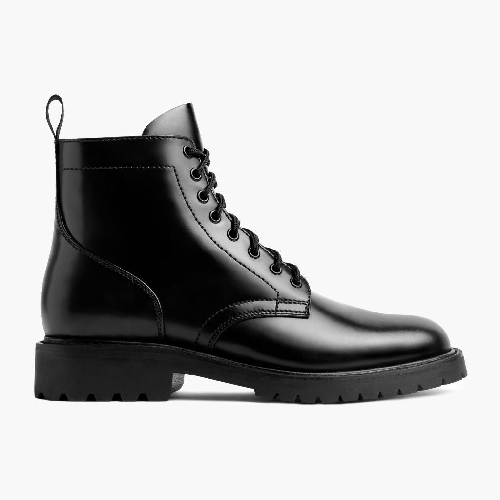 Black Full-Grain leather Boots - Montage cousu Goodyear & détail de l'embout avant