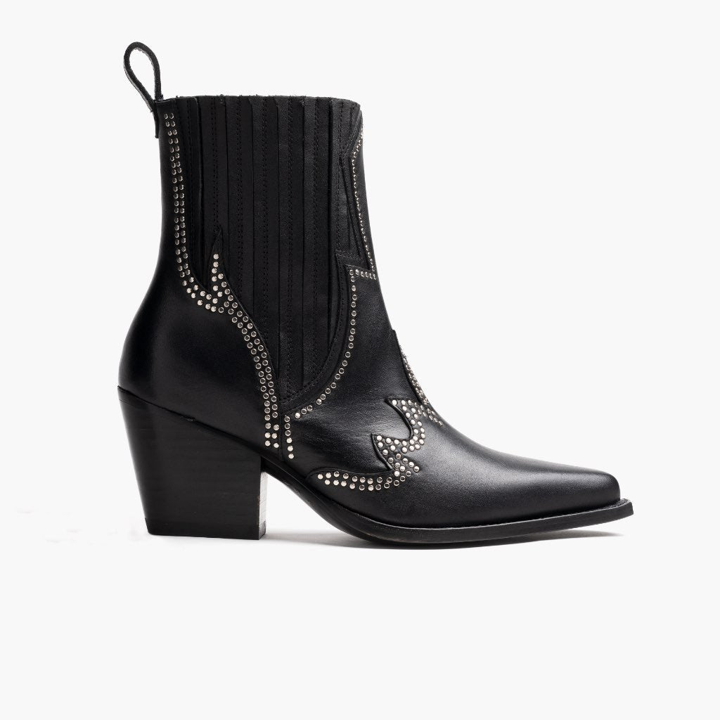 Icon Black Leather Boots in Black Full-Grain Leather - Lateral Side Profile View | Buy Online