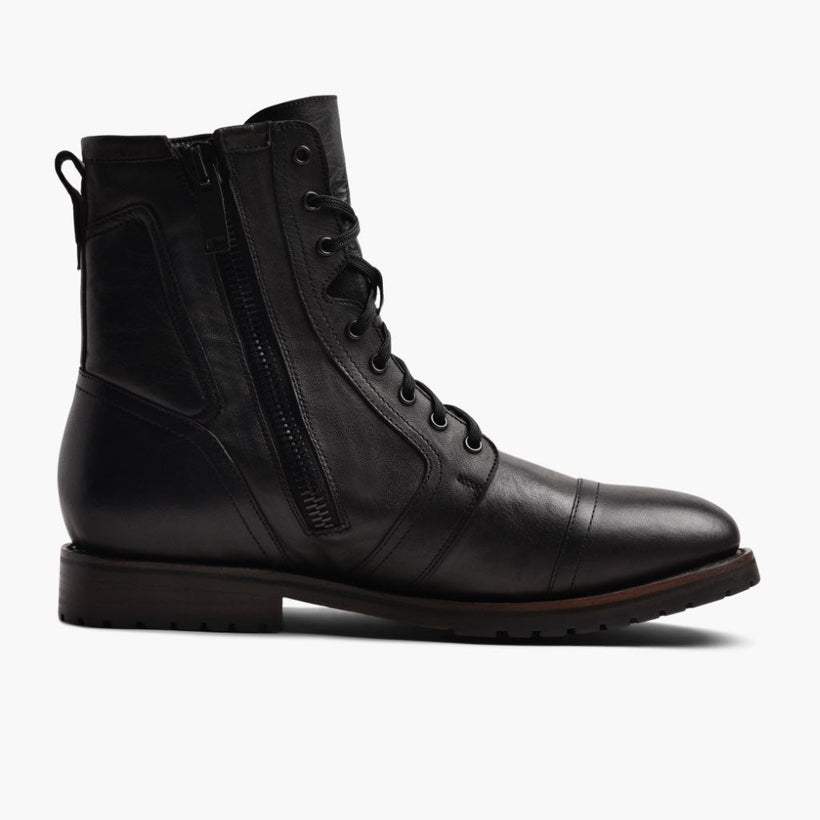 Casa Moto Noir Leather Boots pour Homme