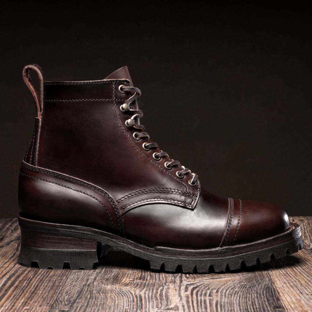 Brown Full-Grain leather Boots - Montage cousu Goodyear & détail de l'embout avant