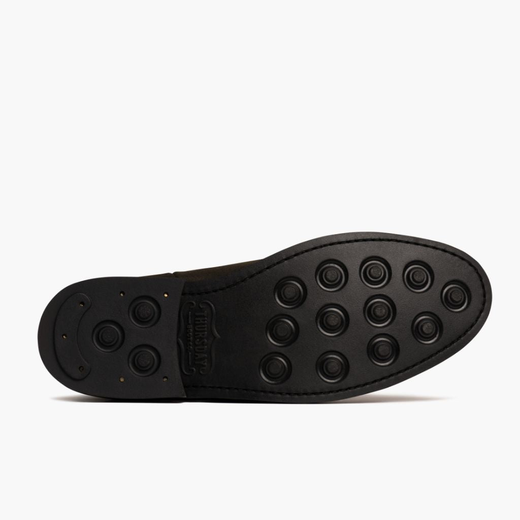 High-Traction Rubber Outsole & Lug Tread Pattern on Duke Olive Foncée Suede Bottines en cuir pour Homme