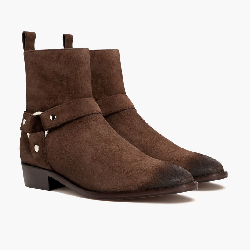 Harness Marron Foncé Suede Bottines en cuir pour Homme