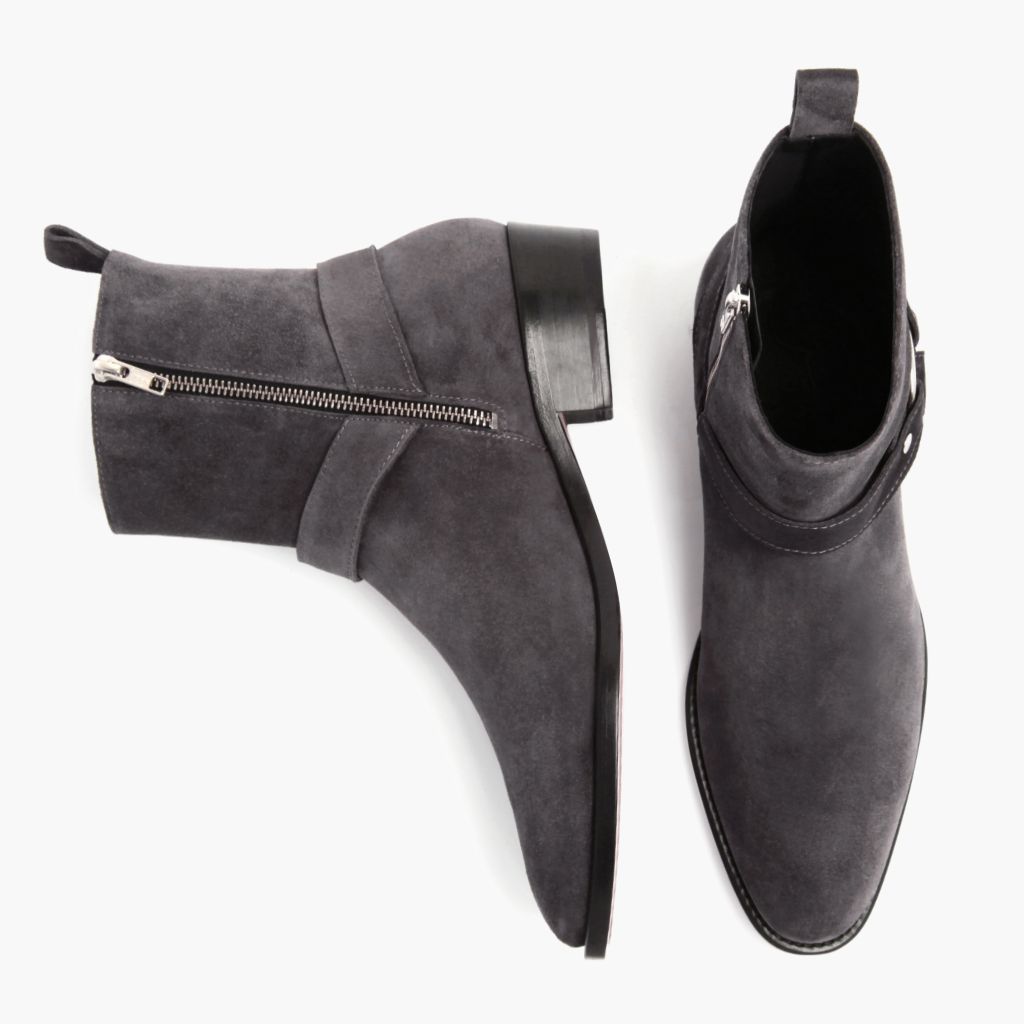 Harness Gris Suede Bottines en cuir pour Homme - Contrefort de talon renforcé & surpiqûres doubles de précision