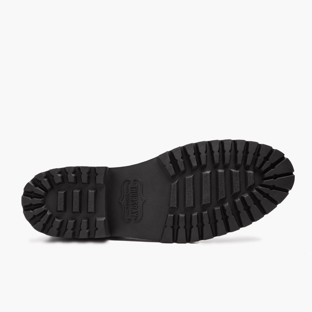High-Traction Rubber Outsole & Lug Tread Pattern on Legend Noir Mat Bottines en cuir pour Homme