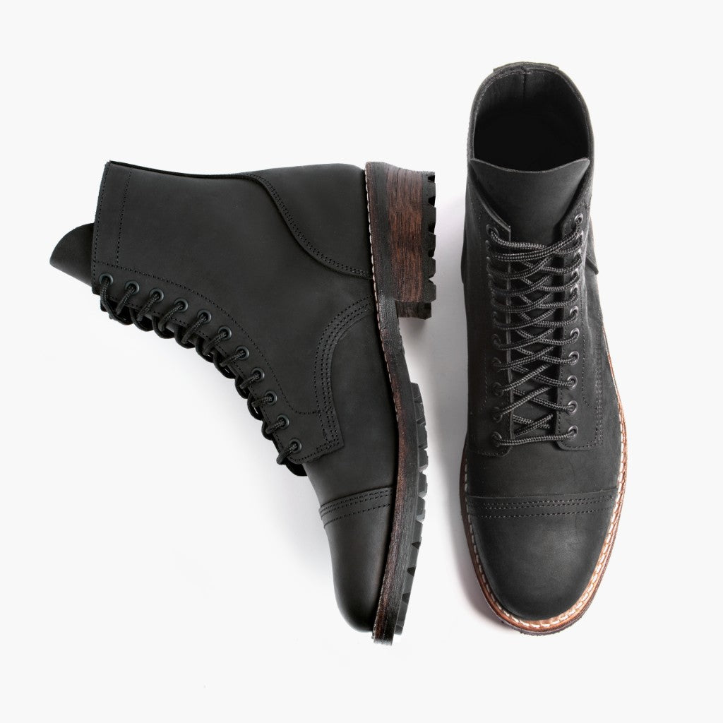 Logger Noir Mat Bottines en cuir pour Homme - Contrefort de talon renforcé & surpiqûres doubles de précision