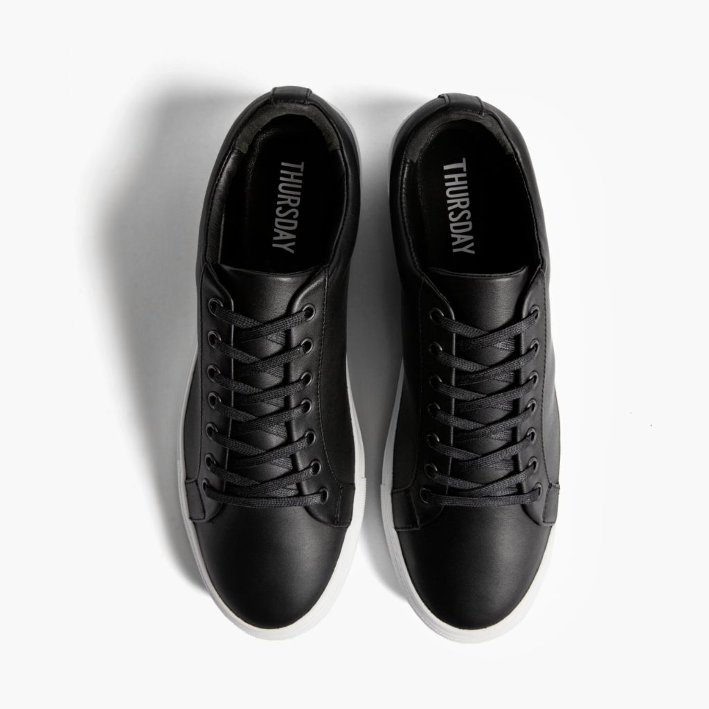 Premier Low Top Noir Baskets en cuir pour Homme For Men - Contrefort de talon renforcé & surpiqûres doubles de précision