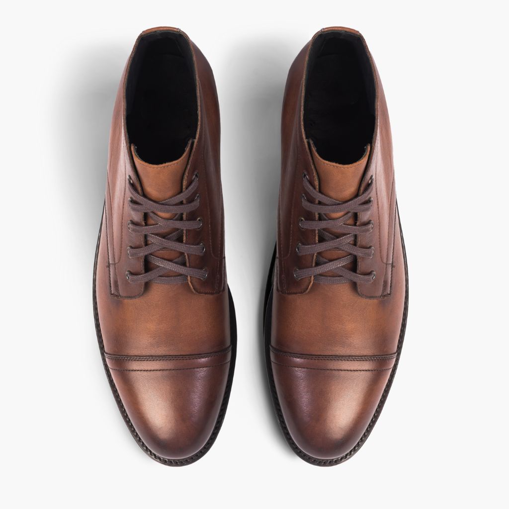Cadet Noyer Bottines en cuir pour Homme - Contrefort de talon renforcé & surpiqûres doubles de précision