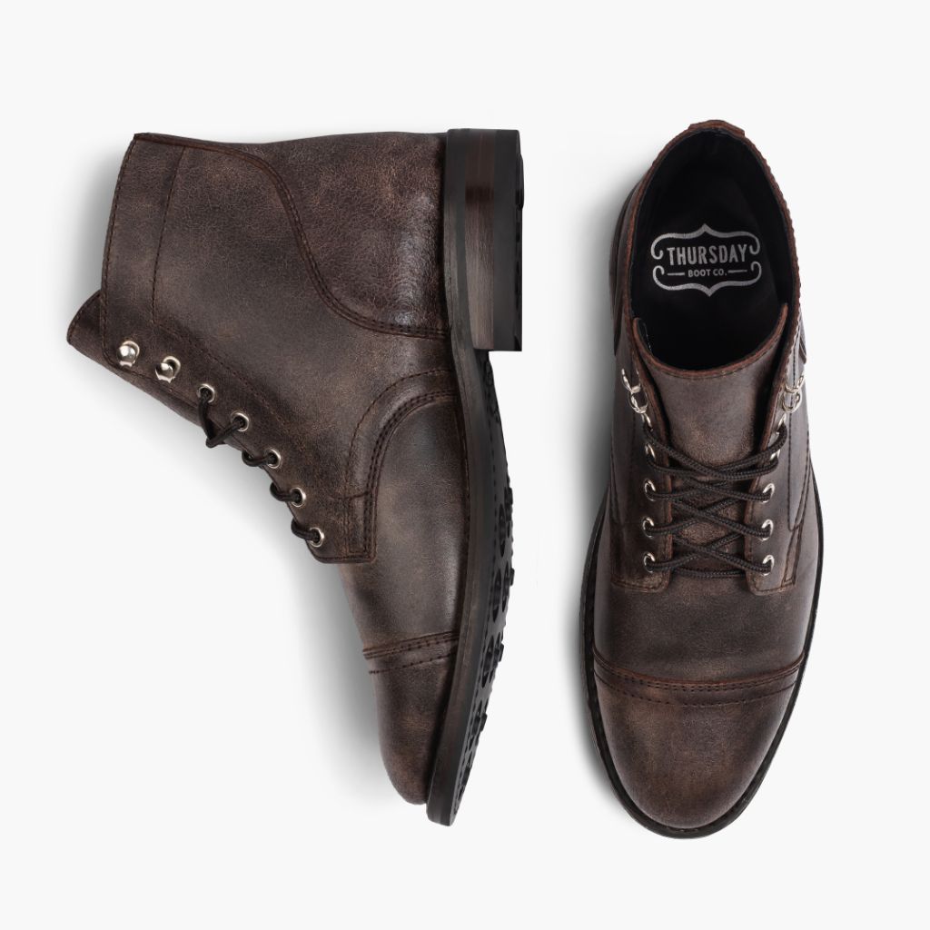 Captain Canyon Bottines en cuir pour Homme - Contrefort de talon renforcé & surpiqûres doubles de précision