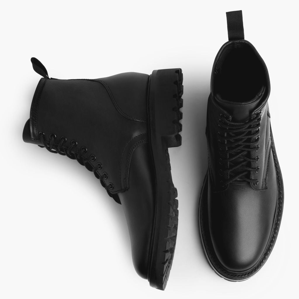 Stomper Noir (No Zipper) Bottines en cuir pour Homme For Men en cuir de vachette noir véritable - Vue de profil | Acheter en ligne