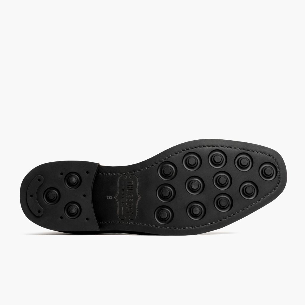 High-Traction Rubber Outsole & Lug Tread Pattern on Wingtip Noir Bottines en cuir pour Homme For Men
