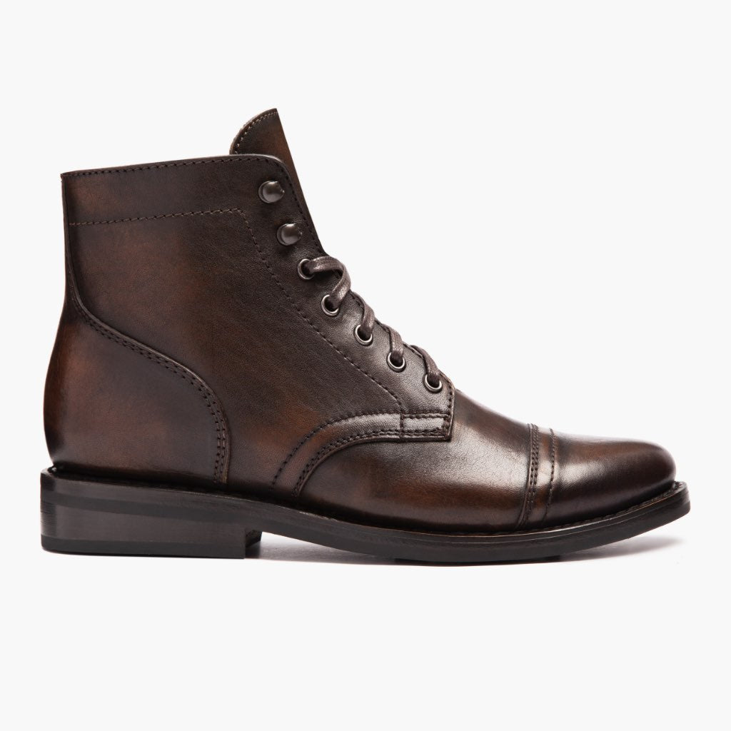 Captain Café Noir Bottines en cuir pour Femme en cuir de vachette noir véritable - Vue de profil | Acheter en ligne