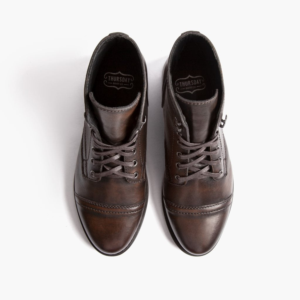 Captain Café Noir Bottines en cuir pour Femme - Contrefort de talon renforcé & surpiqûres doubles de précision