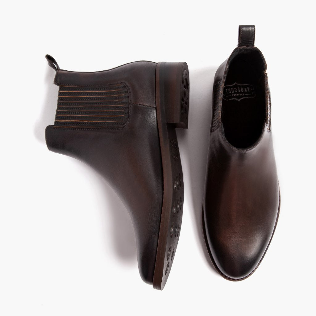 Dreamer Café Noir Bottines en cuir pour Femme - Contrefort de talon renforcé & surpiqûres doubles de précision