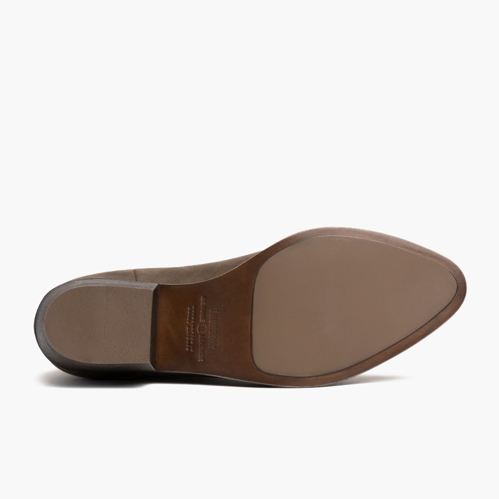 High-Traction Rubber Outsole & Lug Tread Pattern on Dreamer Bootie Tabac Bottines en cuir pour Femme