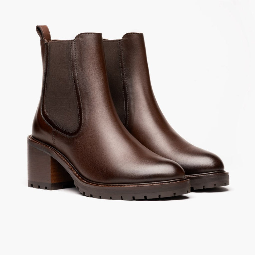 Knockout Chocolate Leather Boots pour Femme