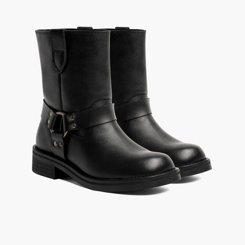 Outlaw Noir Leather Boots pour Femme