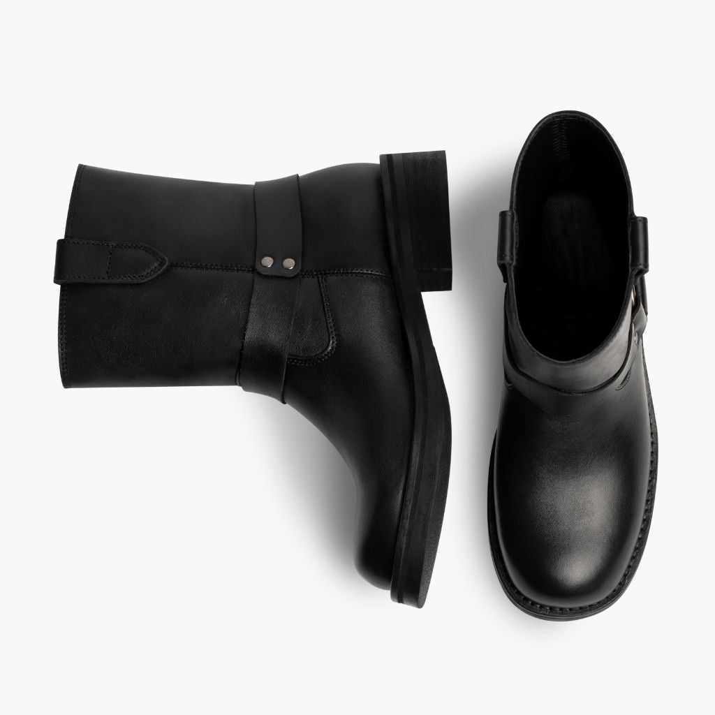 Outlaw Noir Bottines en cuir pour Femme - Contrefort de talon renforcé & surpiqûres doubles de précision