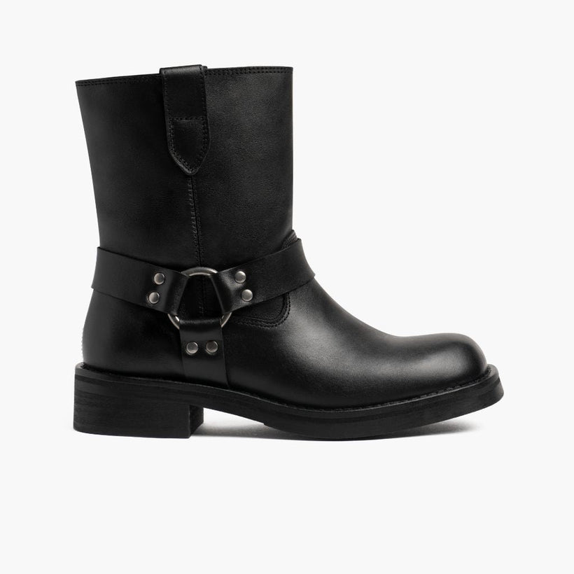 Outlaw Noir Leather Boots pour Femme
