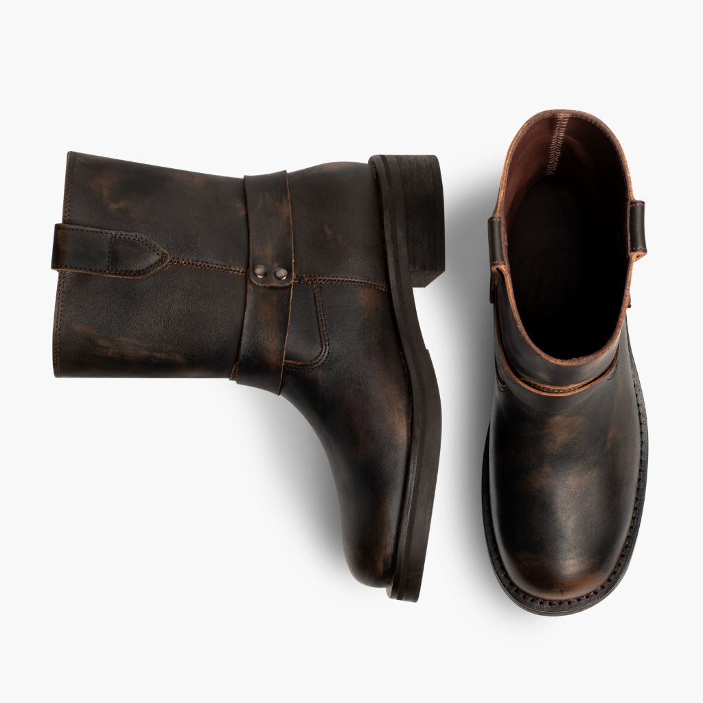 Outlaw Marron Vintage Bottines en cuir pour Femme - Contrefort de talon renforcé & surpiqûres doubles de précision