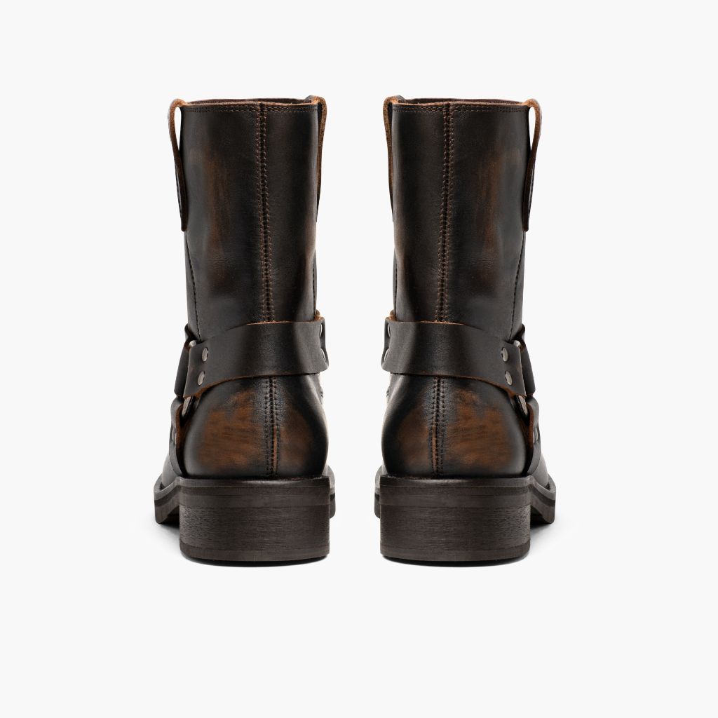 High-Traction Rubber Outsole & Lug Tread Pattern on Outlaw Marron Vintage Bottines en cuir pour Femme