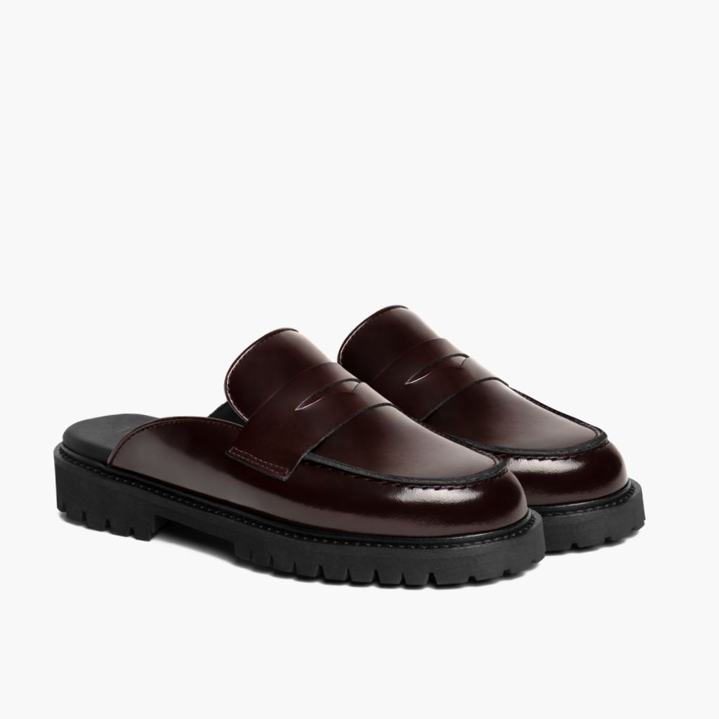 Penny Mule Bourgogne Bottines en cuir pour Femme in Burgundy Full-Grain Leather - Vue de profil | Acheter en ligne