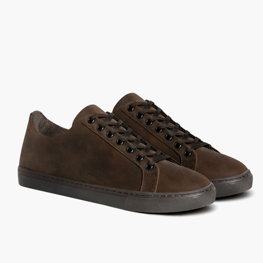 Premier Low Top Tabac Baskets en cuir pour Femme in Classic Full-Grain Leather - Vue de profil | Acheter en ligne