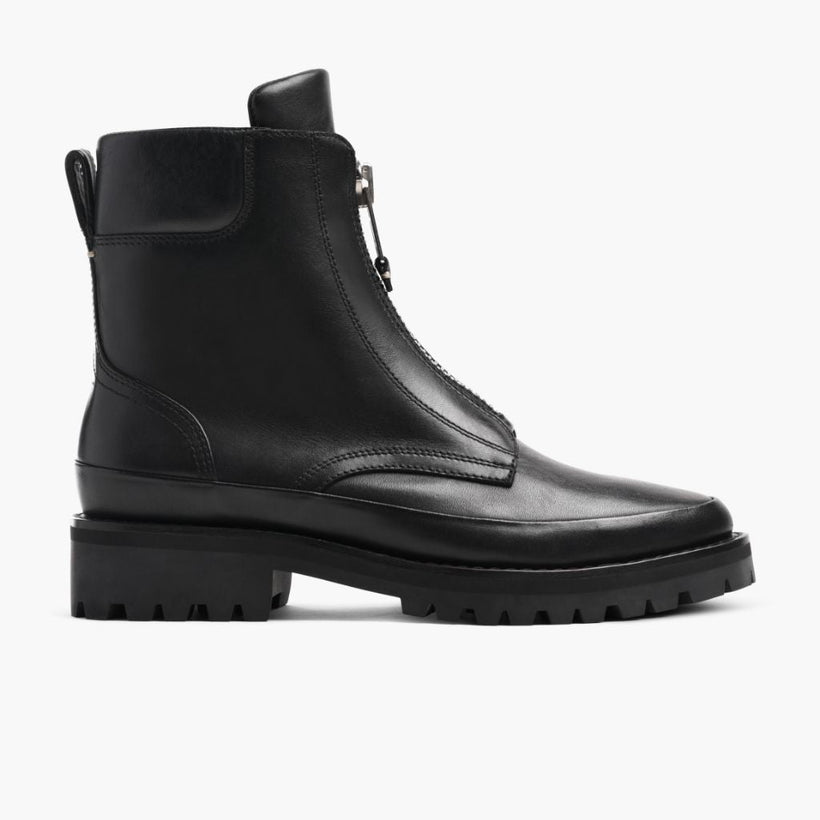 Women's Ryder Black Leather Boots in Black Full-Grain Leather - Lateral Side Profile View | Buy Online