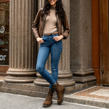 Styled On-Foot Perspective Demonstrating Ankle Fit & Silhouette on Model