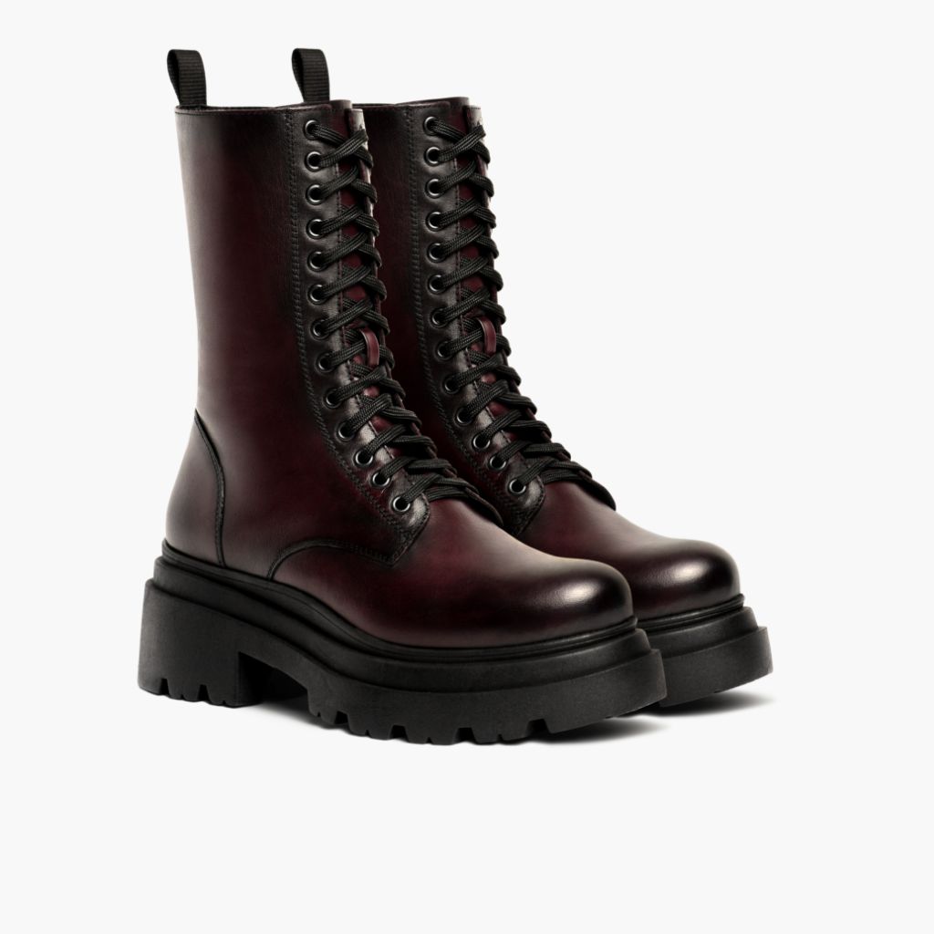 Fatale Noir Cherry Bottines en cuir pour Femme en cuir de vachette noir véritable - Vue de profil | Acheter en ligne