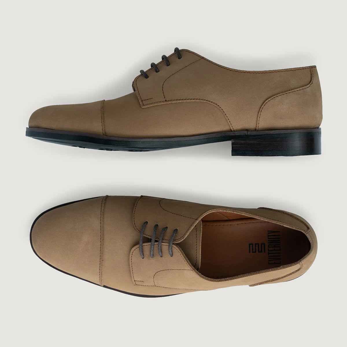 Attorney Derby Brown Nubuck Leather Shoes StudGuard For Men - Contrefort de talon renforcé & surpiqûres doubles de précision