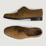 Attorney Derby Brown Suede Leather Shoes StudGuard For Men - Reinforced Heel Counter & Precision Double-Row Stitching Detail