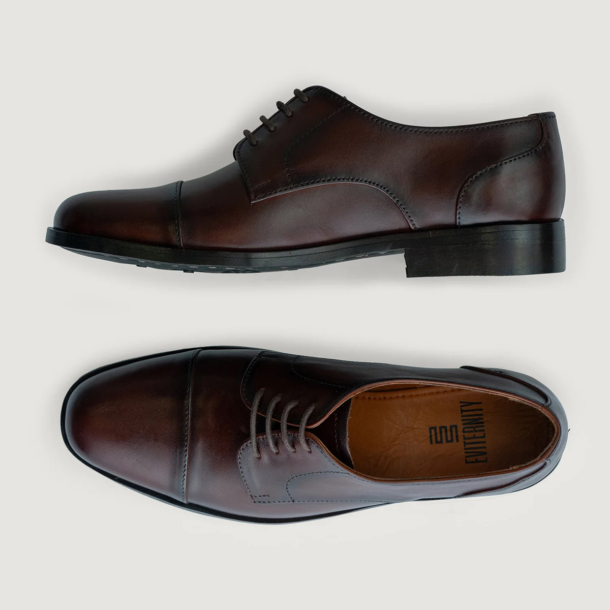 Attorney Derby Brown Leather Shoes For Men - Contrefort de talon renforcé & surpiqûres doubles de précision