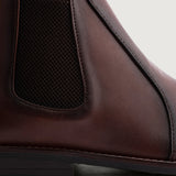 High-Traction Rubber Outsole & Lug Tread Pattern on Clarkson Chelsea Brown Burnished Leather Boots StudGuard For Men