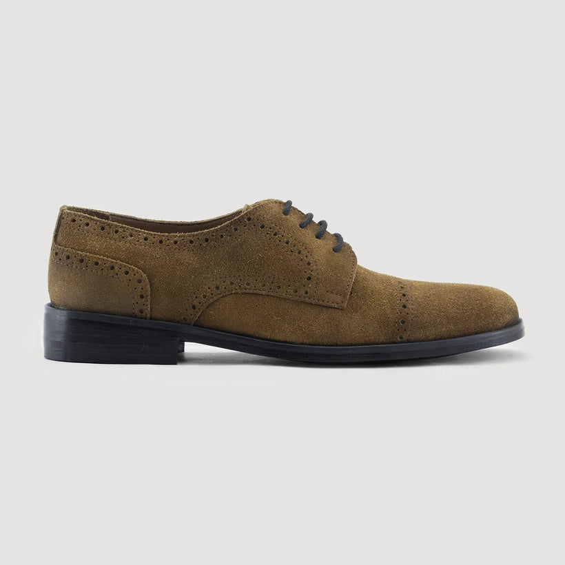 Dirk Brogues Derby Marron Suede Leather Shoes - StudGuard pour Homme