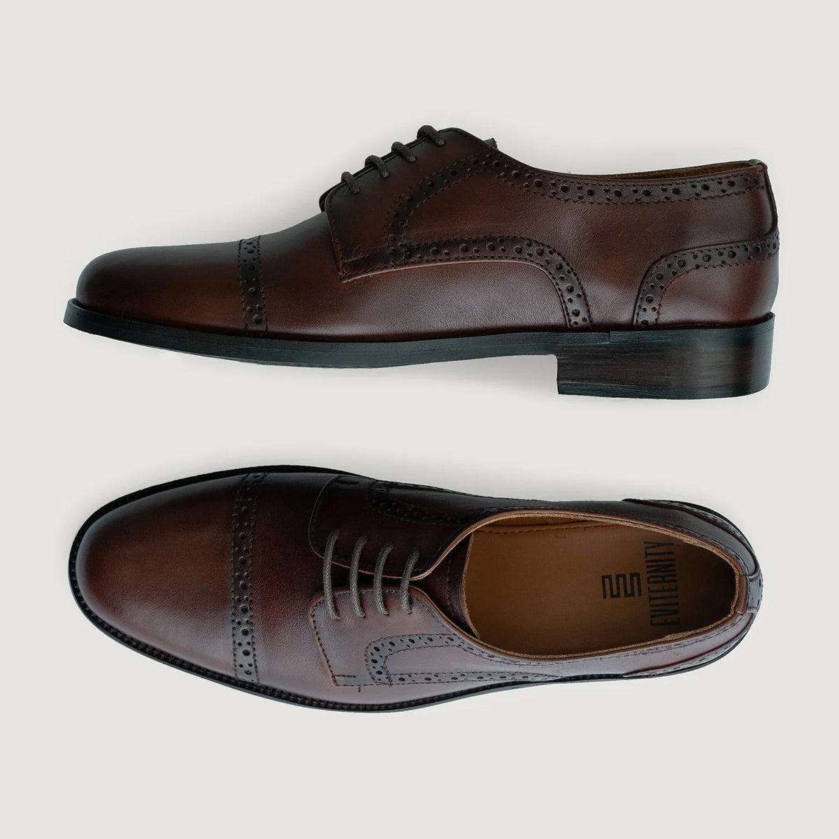 Dirk Brogues Derby Burnished Marron Chaussures en cuir pour Homme For Men - Contrefort de talon renforcé & surpiqûres doubles de précision