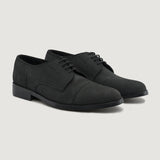 Dirk Brogues Derby Matte Black Nubuck Leather Shoes StudGuard For Men in Matte Black Full-Grain Leather - Lateral Side Profile View | Buy Online