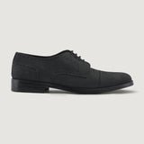 Matte Black Full-Grain leather Shoes - Goodyear Welt Construction & Front Toe Box Detail